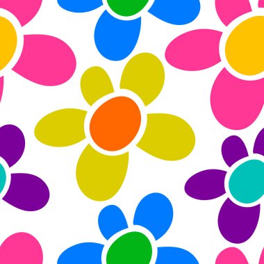 Beyaz arka planda izole edilmiş soyut çiçek desenli. Parlak çiçekler. Vektör illüstrasyonu.