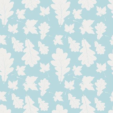 Akçaağaç ve meşe yapraklı çiçek desenli. Sonbahar arkaplanı grunge yaprağı, ambalaj kağıdı yaprakları. Vektör illüstrasyonu.