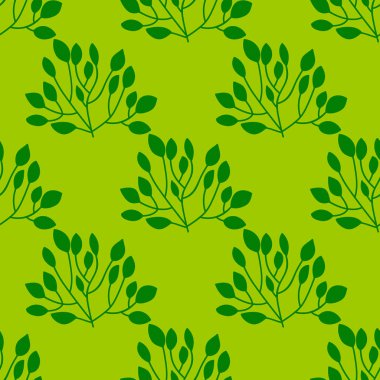 Ağaç dalı arka plan, yeşil çiçeksiz desen. Vektör illüstrasyonu.