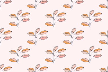 Şirin karalama çalıları olan soyut, dikişsiz desenler. Çiçek, bitki, arka plan. Vektör illüstrasyonu.