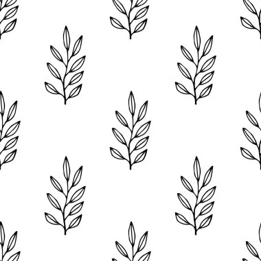 Dalları olan dikişsiz bir çiçek deseni. Vektör illüstrasyonu.