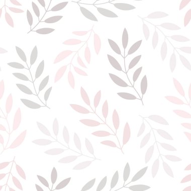 Dalları ve yaprakları olan dikişsiz çiçek deseni. Vektör illüstrasyonu.