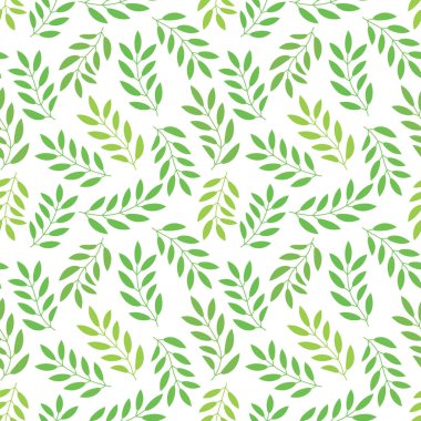 Dalları ve yaprakları olan dikişsiz çiçek deseni. Vektör illüstrasyonu.