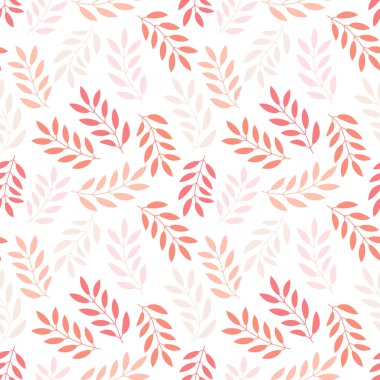 Dalları ve yaprakları olan dikişsiz çiçek deseni. Vektör illüstrasyonu.