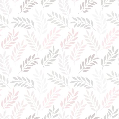 Dalları ve yaprakları olan dikişsiz çiçek deseni. Vektör illüstrasyonu.