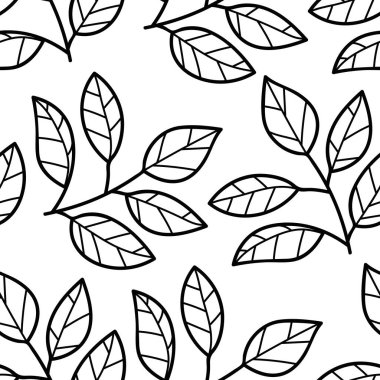 Dalları ve yaprakları olan dikişsiz çiçek deseni. Vektör illüstrasyonu.