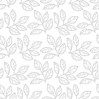 Dalları ve yaprakları olan dikişsiz çiçek deseni. Vektör illüstrasyonu.