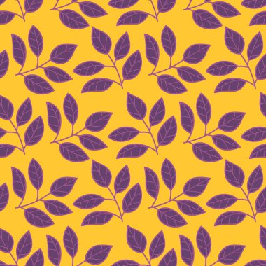 Dalları ve yaprakları olan dikişsiz çiçek deseni. Vektör illüstrasyonu.