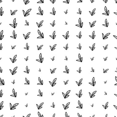 Dalları ve yaprakları olan dikişsiz çiçek deseni. Vektör illüstrasyonu.