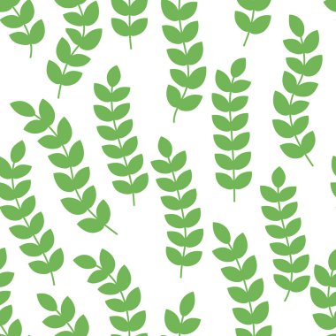 Dalları ve yaprakları olan dikişsiz çiçek deseni. Vektör illüstrasyonu.