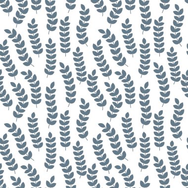 Dalları ve yaprakları olan dikişsiz çiçek deseni. Vektör illüstrasyonu.