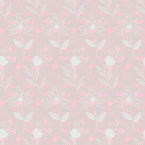 Florales Nahtloses Muster Mit Blumen Abstrakte Tapeten Gekritzelte Blume Hintergrund — Stockvektor