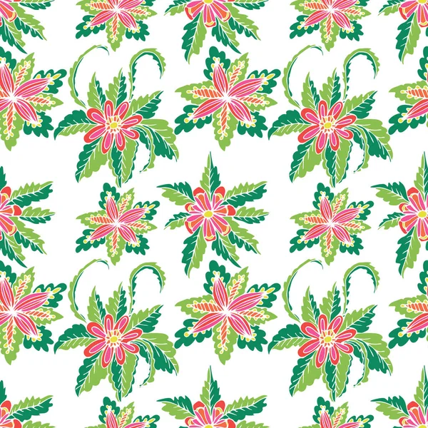 Patrón Sin Costura Floral Con Ramas Hojas Ilustración Vectorial — Archivo Imágenes Vectoriales