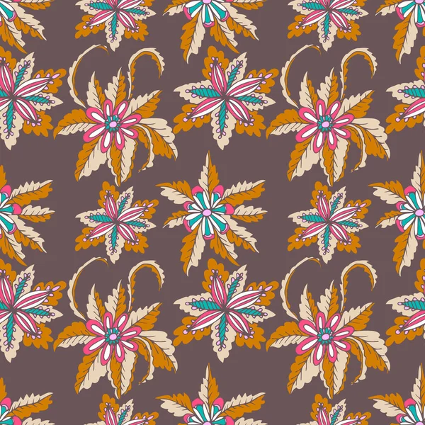 Colorido Dibujado Mano Garabato Patrón Floral Sin Costuras Flores Tropicales — Archivo Imágenes Vectoriales