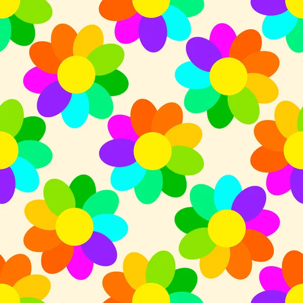 Glade Dibujos Animados Con Flores Patrón Inconsútil Floral Colorido Fondo — Vector de stock