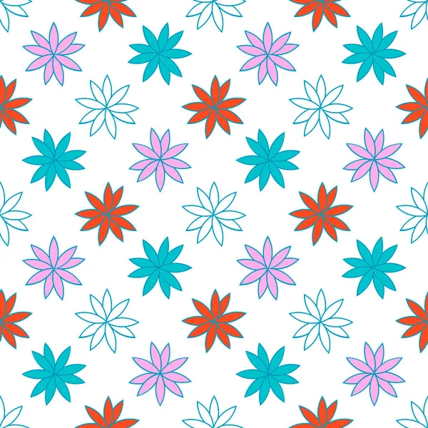 Patrón Sin Costuras Con Flores Colores Fondo Ornamento Floral Ilustración — Archivo Imágenes Vectoriales
