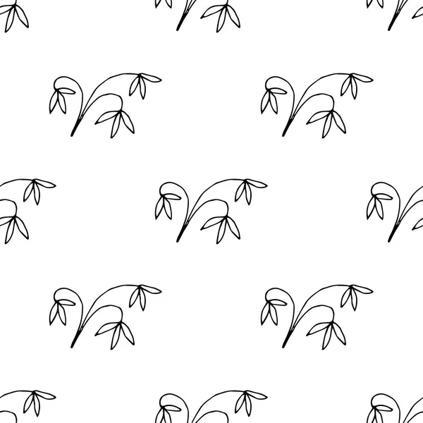 Mignon Motif Floral Sans Couture Avec Fines Fleurs Doodle Ligne — Image vectorielle