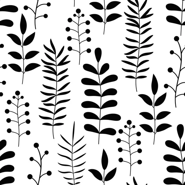 Florales Nahtloses Muster Mit Ästen Und Blättern Vektorillustration — Stockvektor