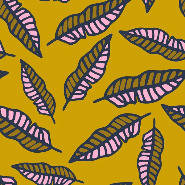 Fondo Tropical Con Hojas Palma Dibujadas Mano Amarillo Patrón Tropical — Archivo Imágenes Vectoriales