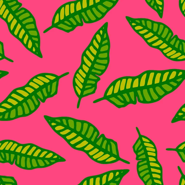 Тропічний Фон Зеленою Рукою Намальованою Пальмою Яскраво Рожевому Фоні Тропічний — стоковий вектор