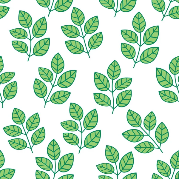 Зелене Листя Безшовний Візерунок Квітковий Фон Гілками Листям Векторні Ілюстрації — стоковий вектор