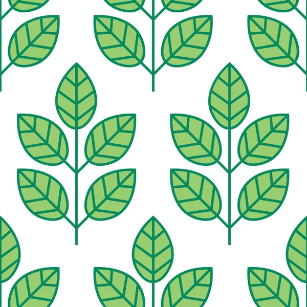 Zelené Listy Bezešvé Vzor Květinové Pozadí Větvemi Listy Vektorová Ilustrace — Stockový vektor