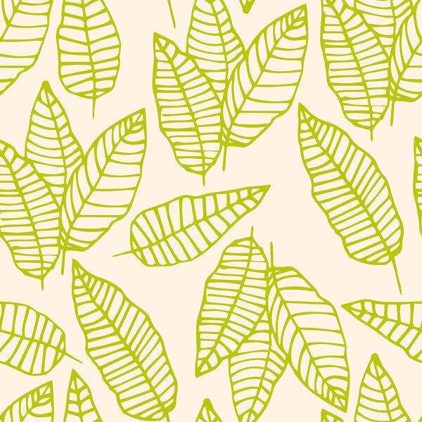 Цветочный бесшовный узор с ветвями и листьями. Векторная иллюстрация.