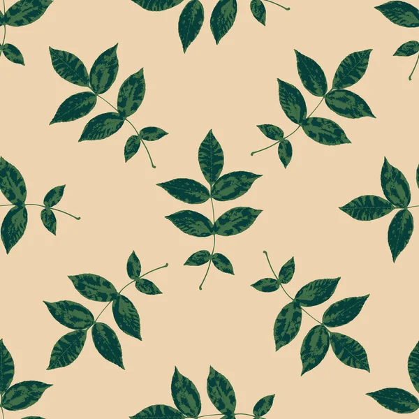 Motif Floral Sans Couture Avec Des Branches Des Feuilles Fond — Image vectorielle