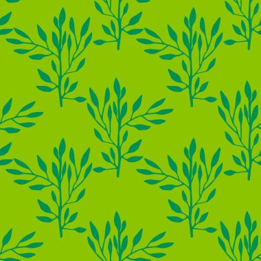 Dalları ve yaprakları olan dikişsiz çiçek deseni. Vektör illüstrasyonu.