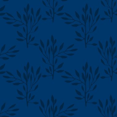 Dalları ve yaprakları olan dikişsiz çiçek deseni. Vektör illüstrasyonu.