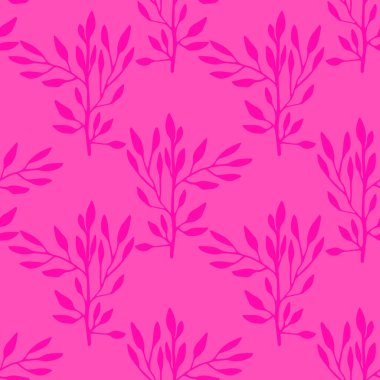 Dalları ve yaprakları olan dikişsiz çiçek deseni. Vektör illüstrasyonu.