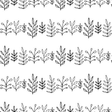 Dalları olan dikişsiz bir çiçek deseni. Vektör illüstrasyonu.