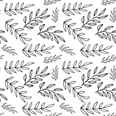 Dalları olan dikişsiz bir çiçek deseni. Vektör illüstrasyonu.