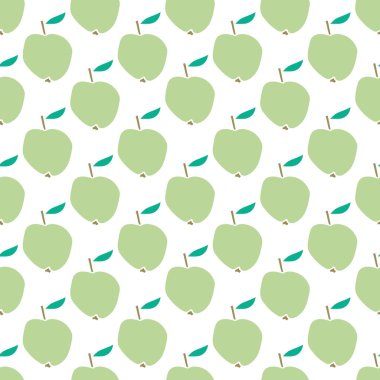 Beyaz arka planda çizgi film elmaları. Kusursuz meyve deseni. 