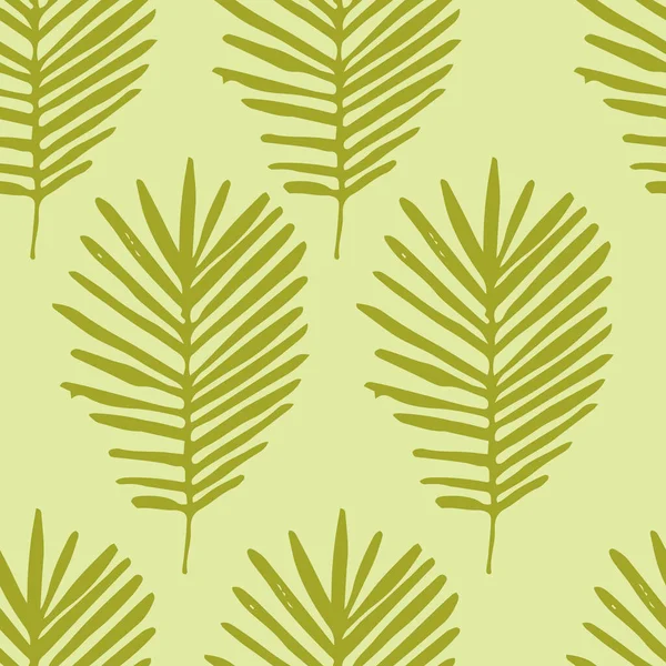 Fond Tropical Vert Avec Des Feuilles Palmier Dessinées Main Modèle — Image vectorielle