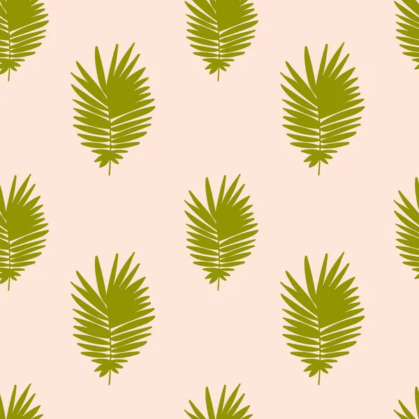 Тропічний Фон Зеленою Рукою Намальованою Пальмовим Листям Пастельно Рожевому Тропічний — стоковий вектор