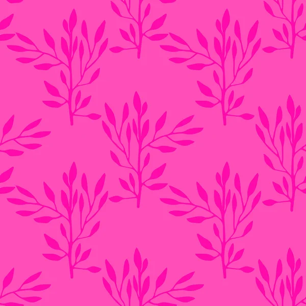 Dalları ve yaprakları olan dikişsiz çiçek deseni. Vektör illüstrasyonu.