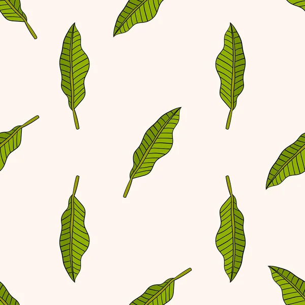 Мультяшний Каракулі Пальмовий Лист Безшовний Візерунок Квітковий Тропічний Фон Векторні — стоковий вектор