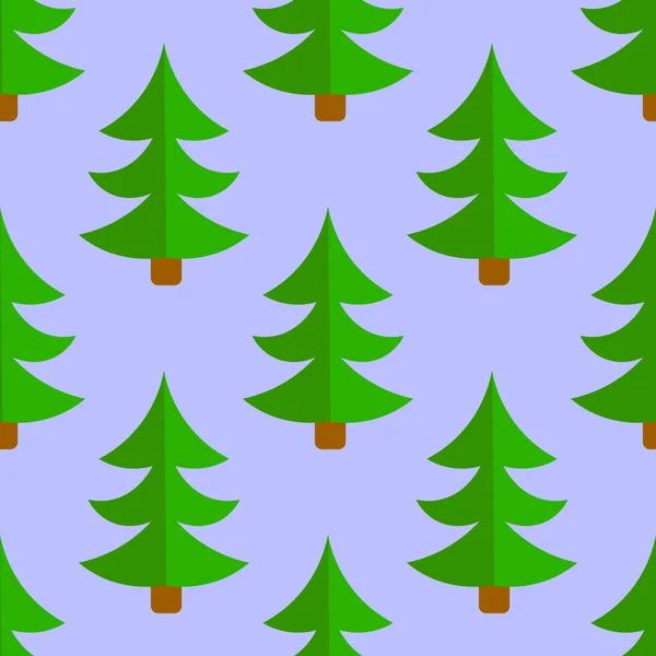 Cute Cartoon Spruce Tree Coniferous Forest Seamless Pattern Winter Woodland — Stock Vector