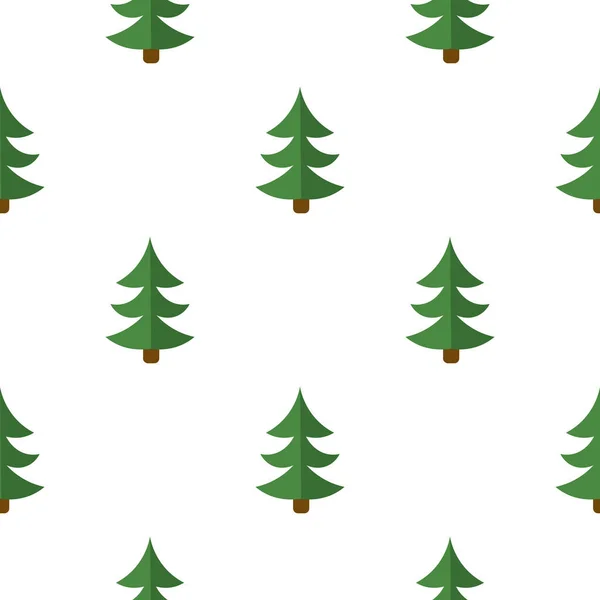 可爱的卡通云杉树 针叶林无缝模式 冬季林地背景 矢量说明 — 图库矢量图片
