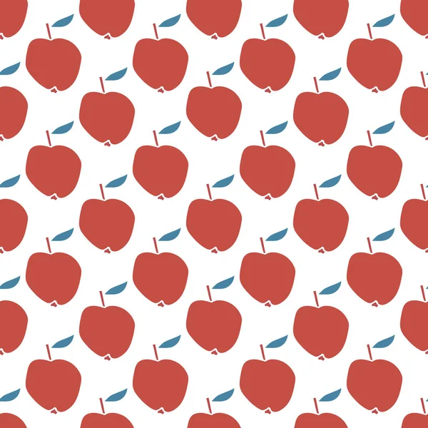 Pommes Dessin Animé Sur Fond Blanc Modèle Fruits Sans Couture — Image vectorielle