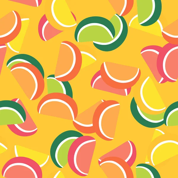 Naadloos Patroon Van Citrusschijfjes Groenten Fruit — Stockvector