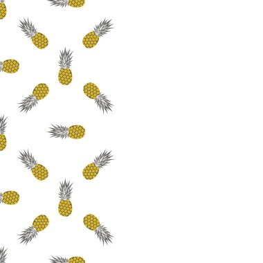 Beyaz arka planda izole edilmiş ananas. Çizgi film ananası. Vektör illüstrasyonu.