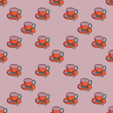 Kusursuz çay kalıbı. Çay kaşığı ve şeker dilimli çay tabağı üzerinde bir fincan çay. Hoş bir arkaplan.