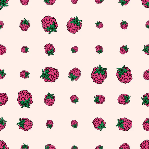 Pembe arka planda karikatür karalaması doğrusal ahududu ile yarım ton pürüzsüz desen. Vektör illüstrasyonu. 