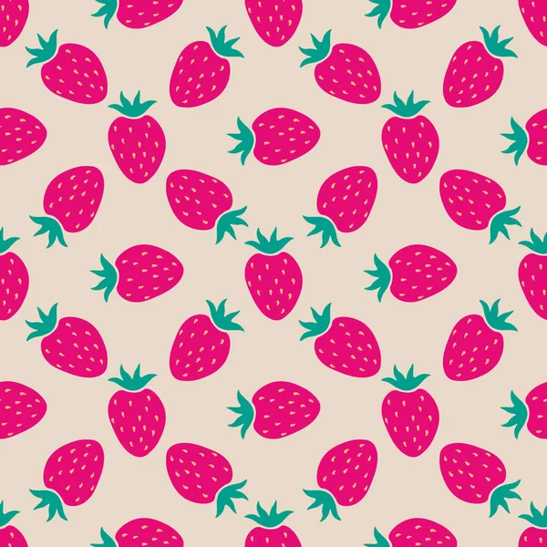 Απρόσκοπτη Μοτίβο Καρτούν Κόκκινη Φράουλα Φόντο Φρούτων — Διανυσματικό Αρχείο