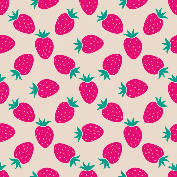 Modèle Sans Couture Avec Fraise Fond Fruits Illustration Vectorielle — Image vectorielle