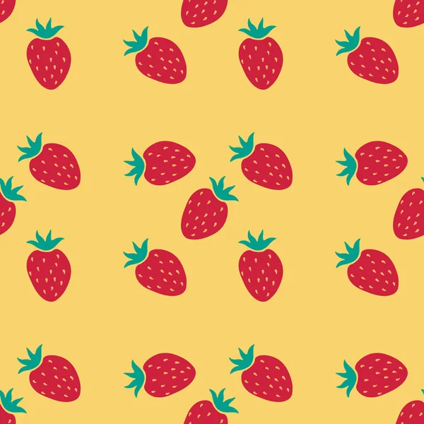 イチゴとのシームレスなパターン 果物の背景 ベクターイラスト — ストックベクタ