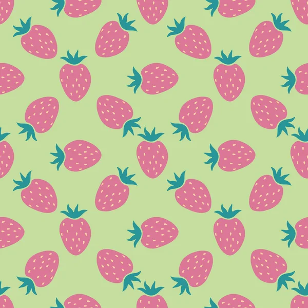 Nahtloses Muster Mit Erdbeere Fruchthintergrund Vektorillustration — Stockvektor
