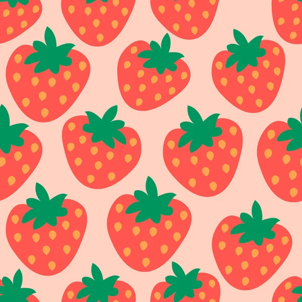 Güzel bir çizgi film, dikişsiz çilek deseni. Vektör illüstrasyonu.